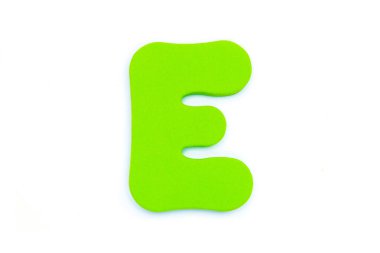 Beyaz arkaplanda E harfi, sembol ve işaret. şablon. izole