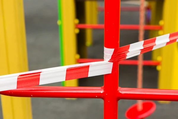 Barrage Tape Playground Red White Striped Ribbon Stop Line — Stock Photo, Image