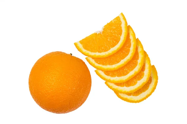 Tranches Orange Isolées Sur Fond Blanc — Photo