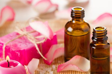 Esans Aromaterapi, pembe gül yaprakları, el yapımı Sabun