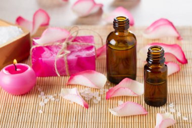 Esans Aromaterapi, pembe gül yaprakları, el yapımı Sabun