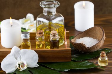 Aromaterapi temel yağlar. Spa konsept