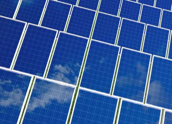 Sistema de paneles solares. Energía verde del sol . — Foto de Stock