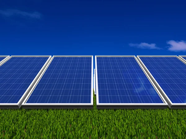 Solar panels system. Green energy from sun. — Stock Photo, Image