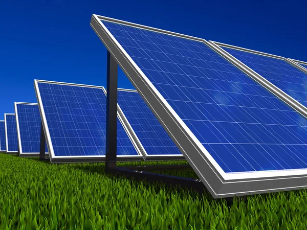 Sistema de paneles solares. Energía verde del sol . — Foto de Stock