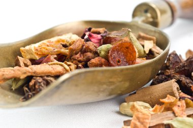 Yapraklı, meyveli ve otlu bitki çayı.