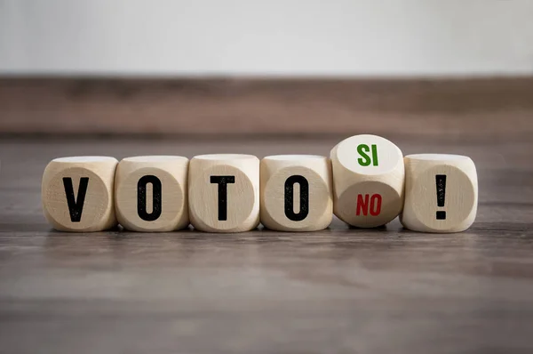 Cubos Dados Com Palavra Espanhola Para Voto Sim Não Voto — Fotografia de Stock