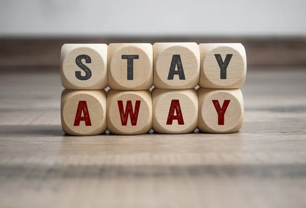 Cubes Dice Stay Away Wooden Background — Stock Photo, Image