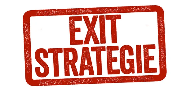 Rode Stempel Badge Illustratie Met Duitse Woorden Voor Exit Strategie — Stockfoto