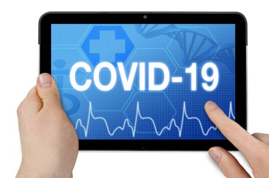 Tıbbi dokunmatik ekranlı tablet ve Corona-virus Covid-19 teşhisi