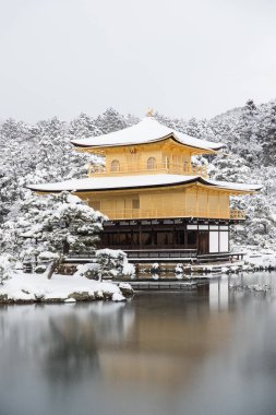 Zen Tapınağı Kinkakuji snow fall ile