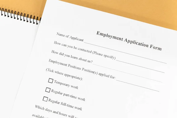 Blank application paper form