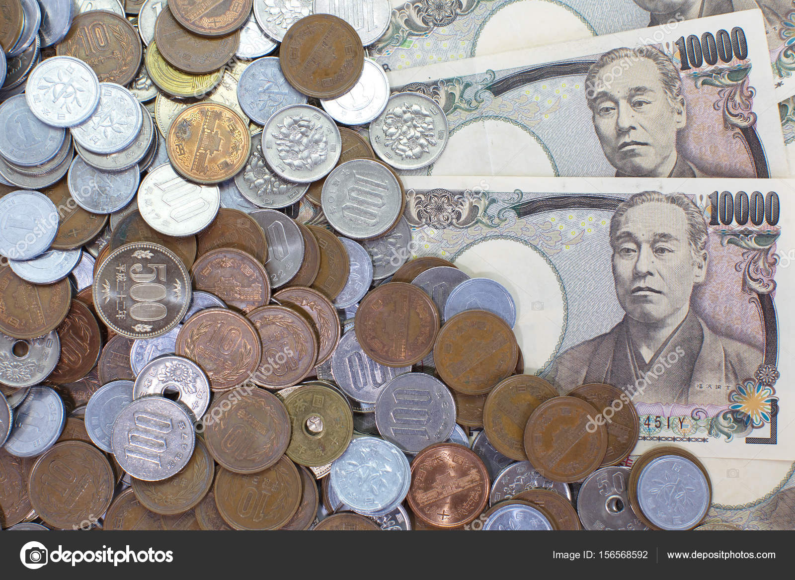 Monnaies et billets d yens japonais   Photographie 