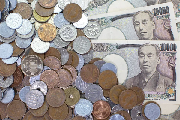 Billets et pièces en yens japonais — Photo