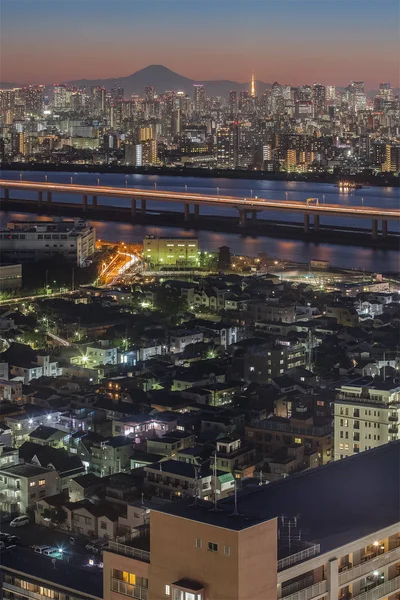 Tokyo vista sulla città con la montagna Fuji — Foto Stock