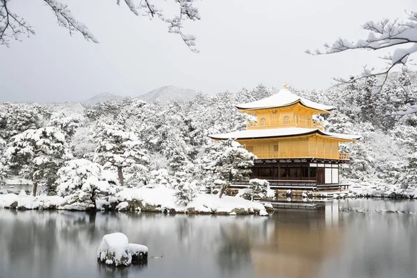Złoty Pawilon z śnieg spadnie — Zdjęcie stockowe