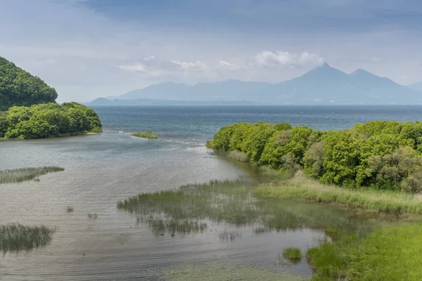 Mountain Bandai and Lake Inawashiro — Stock Photo, Image