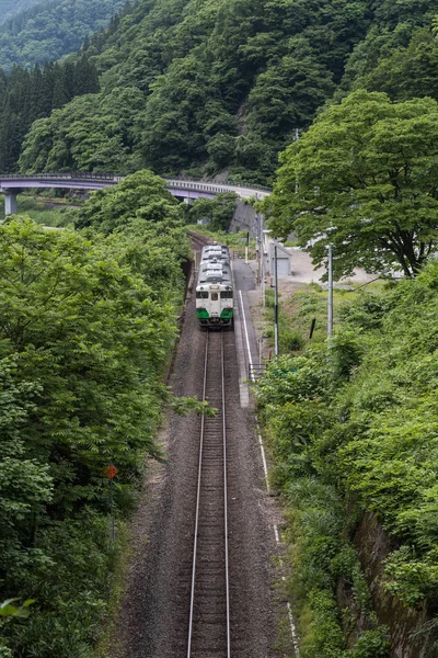 Tadami železniční trať v letní sezóně — Stock fotografie