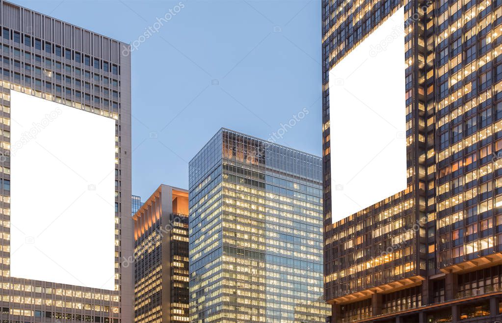 Blank big billboard and High office building