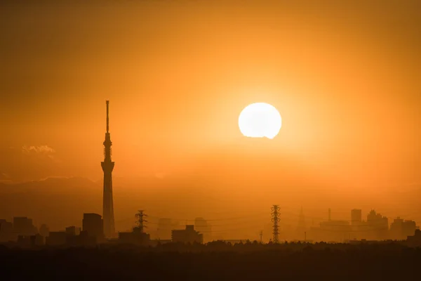 日没時の東京スカイツリー — ストック写真