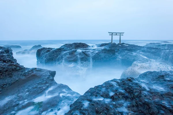 Porte Sanctuaire Japonais Mer Oarai Ibaraki — Photo