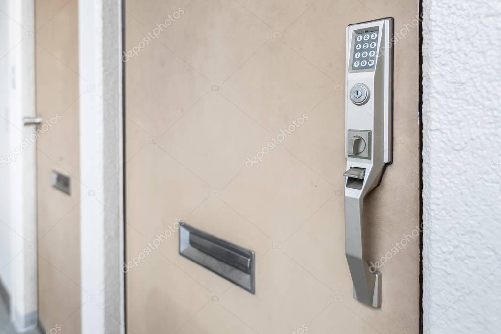 Close - up Door handle with Electronic keypad lock