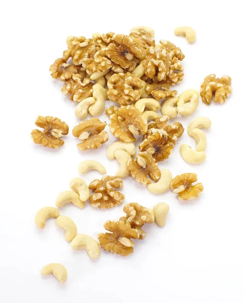 Assorted Mixed Nuts White Background — Stock Photo, Image