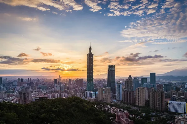 Taiwán Taipei Vista Nocturna Desde Monte Elefante — Foto de Stock