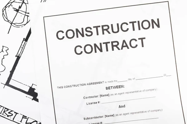 Close Blank Construction Contract Paper — Stock Photo, Image