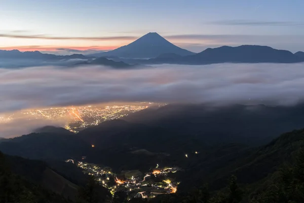 Fuji Και Θάλασσα Της Ομίχλης Καλοκαίρι — Φωτογραφία Αρχείου