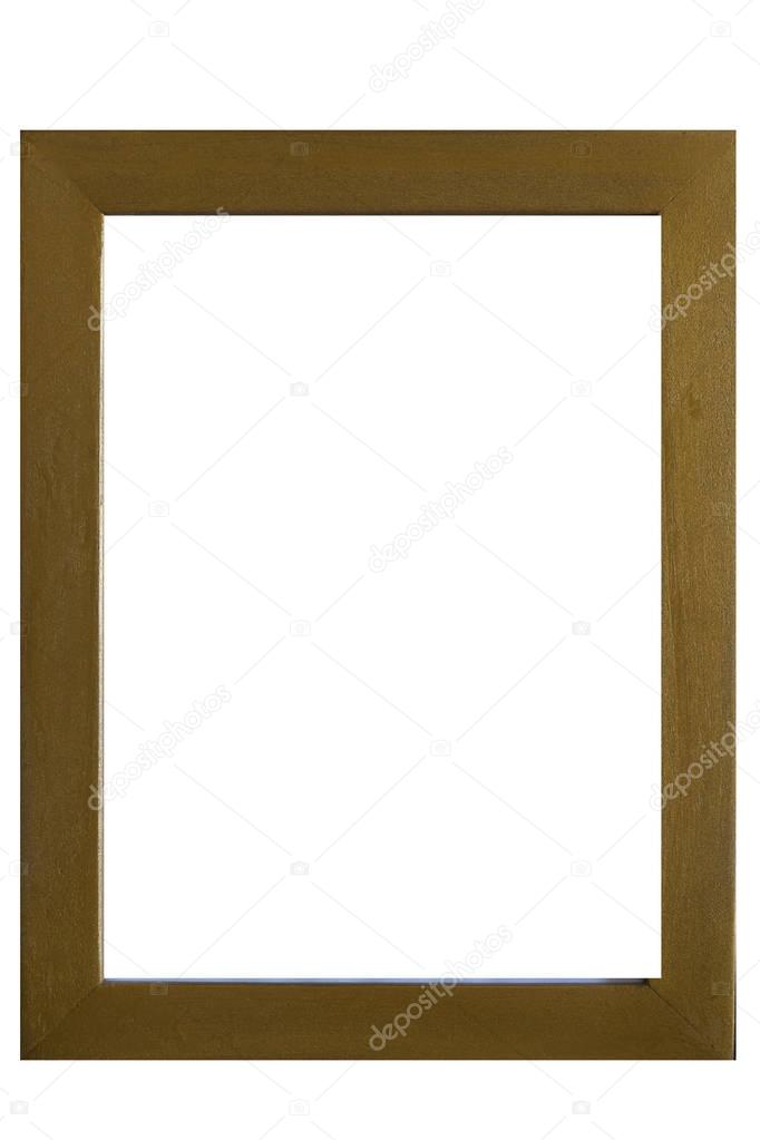 Vintage empty wooden frame isolated on white background