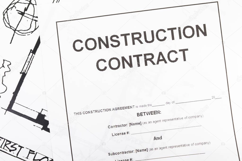 Close - up Blank construction contract paper