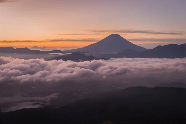 Monte Fuji Con Mar Nubes Verano — Foto de Stock