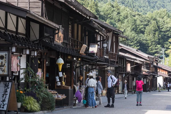 奈良井宿 2017 伝統的木造建築の旧日本人街の美しい景色を見渡せます 木曽谷 日本における奈良井宿宿場町 — ストック写真