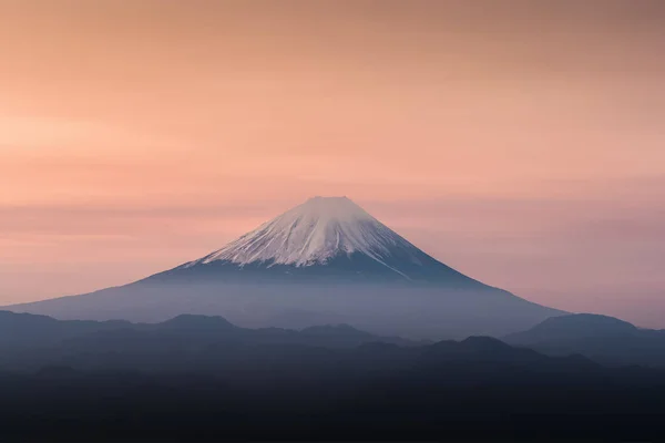 Top Van Fuji Met Sunrise Hemel Lente Seizoen — Stockfoto