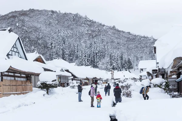 Japón Fukushima Diciembre 2017 Pueblo Ouchijuku Invierno Fomenta Ciudad Correos — Foto de Stock