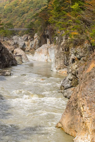 Water Stroom Van Kinugawa Rivier Vallei Van Ryuou Herfst Seizoen — Stockfoto