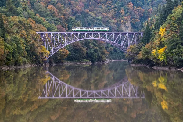 Tadami Railway Line River Autumn Season — Stock Photo, Image
