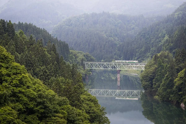 Tadami Eisenbahnlinie Und Fluss Der Sommersaison — Stockfoto