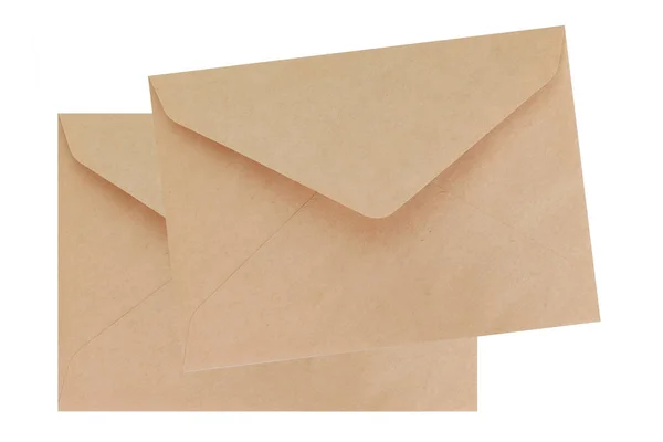 Bruine Enveloppen Geïsoleerd Witte Achtergrond — Stockfoto