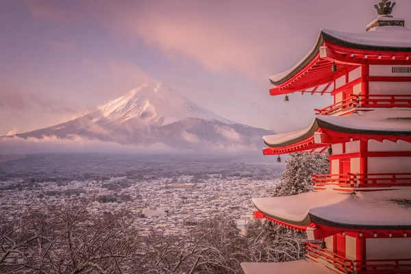 日本冬季 Chureito 宝塔和山富士 — 图库照片