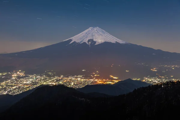 Горы Фудзи Фудзиёсида Ночью Вершины Горы Мицутоге Япония — стоковое фото