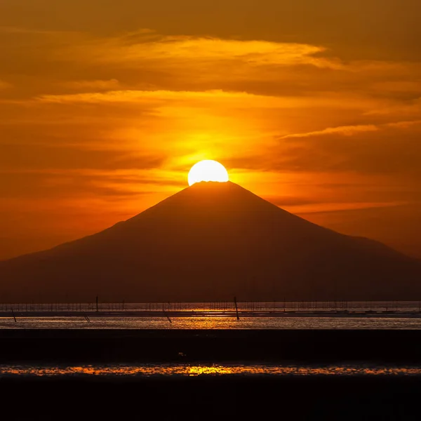 Montagne Fuji Coucher Soleil Magnétique Japon — Photo