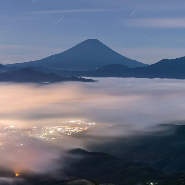 Berget Fuji Med Hav Moln Sommar Japan — Stockfoto