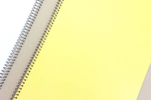 Couverture Carnet Jaune Carnet Brun Sur Fond Blanc — Photo