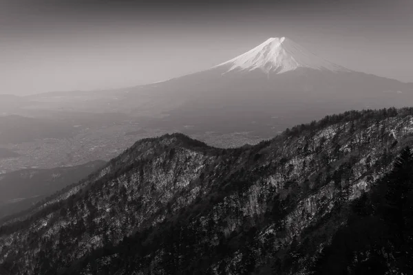 Mountain Fuji in winter, black and white tone, Japan.