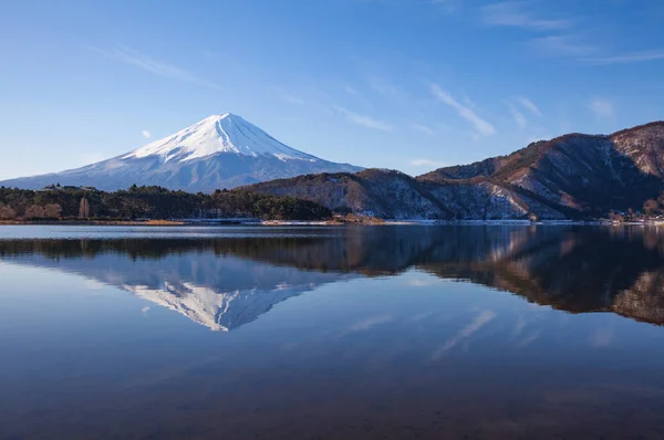 Berg Fuji Bij Lake Kawaguchiko Winter Japan — Stockfoto