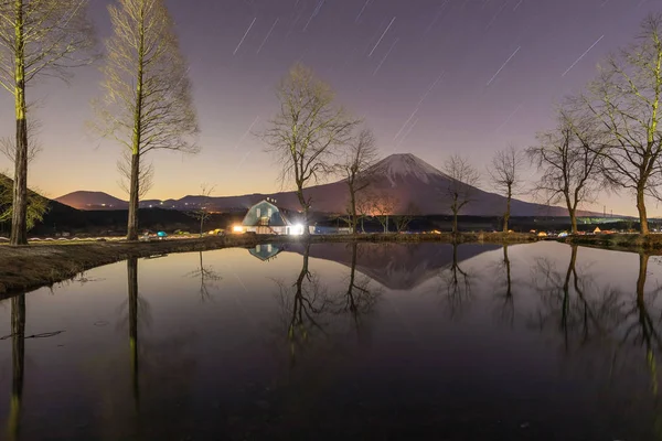 Hegyi Fuji Starry Night Télen Japán — Stock Fotó