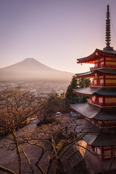 Japanese red pagoda from sensoji Buddhist Temple, Asakusa, Tokyo.