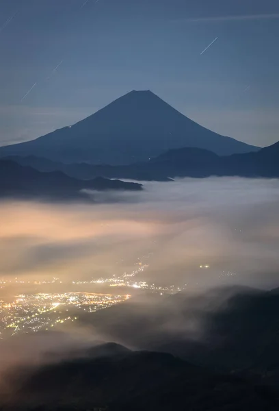 Monte Fuji Con Mar Nubes Verano —  Fotos de Stock